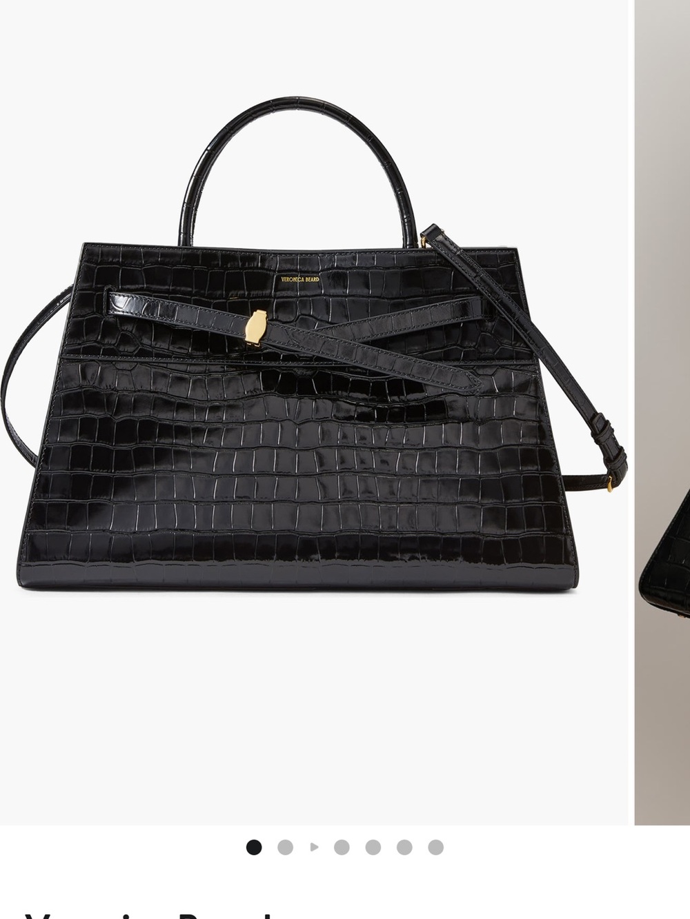 Veronica Beard Black Croc-Embossed Structured Satchel